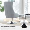 Relaxsessel Set mit Fußhocker und Kopfteil, 360° drehbarer Fernsehsessel mit Leinenstoff Bezug, elektroplattiert, 118 x 68 x 84 cm, Grau Bild 5