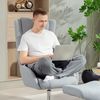 Relaxsessel Set mit Fußhocker und Kopfteil, 360° drehbarer Fernsehsessel mit Leinenstoff Bezug, elektroplattiert, 118 x 68 x 84 cm, Grau Bild 3