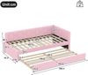 Merax Daybett, Kinderbett, Einzelbett, 90*200cm Tagesbett, Schlafsofa, (ohne Matratze), mit Nachttischlampe, mit multifunktionalem Ausziehbett, USB-Anschluss, Typ-C, Vliesimitat, Rosa Bild 4