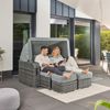 HOME DELUXE 'Holby' Strandkorb mit Liegefunktion, Polyrattan grau, 160 x 69 x 189 cm Bild 2