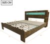 Merax Doppelbett, 180 x 200 cm Holzbett, Bettgestell aus Holz mit Stauraum im Kopfteil, LED-Beleuchtung, integrierten Steckdosen, Plattformbett, Vintage-Holz Bild 4