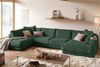KAWOLA Sofa MADELINE Wohnlandschaft U-Form Cord smaragd Longchair rechts 86 x 224 x 425 cm Bild 2