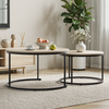 2er Couchtisch-Set, verschachtelbar, 80 x 80/60 x H 45/40 cm, Holzoptik mit Metallgestell, modern-industriell Bild 4