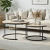 2er Couchtisch-Set, verschachtelbar, 80 x 80/60 x H 45/40 cm, Holzoptik mit Metallgestell, modern-industriell Bild 3