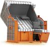 Strandkorb Hanse Ostsee Klassik XXL 2 Sitzer - Grau Weiß Blockstreifen, 137 x 166 x 78 cm Bild 3