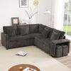 Merax L-förmiges Umwandelbares Schlafsofa, Ecksofa mit Schlaffunktion und Stauraum, Getränkehalter, Breite Armlehnen, USB- und USB-C Anschlüsse, Inkl. Kissen, Grau Bild 5