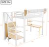 Merax Hochbett 90 × 200 cm, Kinderbett Jugendbett, Mit Schreibtisch, Regal und Aufbewahrungsnetz, Komplett Mit Sicherheitsleiter, LED-Beleuchtung und Steckdose, Erhöhtem Geländer, Weiß Bild 4