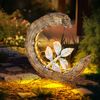 2x LED Solarleuchte, Holz Optik, Mondsichel Design, H 52 cm Bild 4
