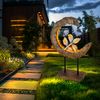 2x LED Solarleuchte, Holz Optik, Mondsichel Design, H 52 cm Bild 5