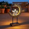 2x LED Solarleuchte, Holz Optik, Mondsichel Design, H 52 cm Bild 2