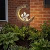 2x LED Solarleuchte, Holz Optik, Mondsichel Design, H 52 cm Bild 3