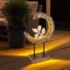 2x LED Solarleuchte, Holz Optik, Mondsichel Design, H 52 cm Bild 2