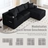 Sofa-Set, Modulares Sofa mit Chaiselongue und 2-Sitzer weicher Cordbezug 5 Kissen Taschen Getränkehalter hochdichter Schaumstoff DIY-Kombination, Cord, Braun Bild 3