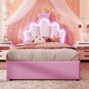 Polsterbett 90x200 cm aus PU mit LED-Beleuchtung und Stauraum – Kronen-Design für Kinderzimmer Bild 2