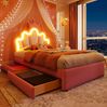 Polsterbett 90x200 cm aus PU mit LED-Beleuchtung und Stauraum – Kronen-Design für Kinderzimmer Bild 5
