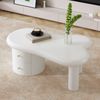 Couchtisch aus MDF mit 2 Schubladen, organische Form, 97x64x42 cm, Weiß Bild 5