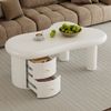 Couchtisch aus MDF mit 2 Schubladen, organische Form, 97x64x42 cm, Weiß Bild 3