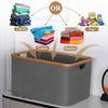 Wäschekorb Faltbarer 60L Bambus Stoff Storage Basket Aufbewahrung Klappbar Bild 3
