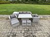 Fimous Polyrattan Gartenmöbel Set mit Sofa; Höhe verstellbar Esstisch und 3 Hocker;Beistelltisch;Outdoor Terrassen Essgruppe Helles Grau Bild 2
