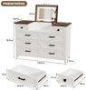 BROTTAR Schubkastenkommode mit 8 Schubladen, Ladestation und umkehrbaren LED - Spiegel, aus hochwertigem MDF - Material, leicht zu montieren, weiß+braun Bild 3