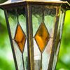 Hofstein Tuili Außenleuchte Stehleuchte in antikem Look, Aluguß in Braun-Gold mit Klarglas-Scheiben, Wegeleuchte 210 cm, E27-Fassung, max. 60 Watt, Retro-Vintage Gartenlampe IP44 Bild 2