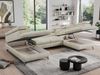 Mks Möbel 'Pedro U-Form' Ecksofa mit Schlaffunktion und verstellbaren Kopfstützen, Beige, Velours, mit Topper Bild 3