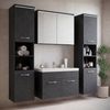 Badplaats Badezimmermöbel Set Paso XL 80 x 40 cm – Dunkelgrau – Waschtischunterschrank mit Spiegelschrank und Seitenschränken Bild 3