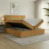 Boxspringbett RALF 140 x 200 cm mit Bettkasten, Topper und gepolstertem Kopfteil. Farbe: Gelb, Härtegraden: H2 , Topper: Visco-Topper Bild 3