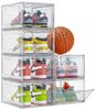 POPOLIC Schuhkiste 6/9/10 Stück Schuhboxen stapelbar Schuhboxen aus klarem Kunststoff (Hartplastik Schuhbox mit Deckel, 6 St, Schuhorganisatoren mit Magnettür für Größe 46 - Hartplastik), faltbar und stapelbar, für Stöckelschuhe,Pumps, Schuhaufbewahrung Bild 4