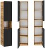 Badmöbel Komplettset in seidenmatt anthrazit mit Wotan Eiche Nb. NEW-LUTON mit 81 cm Keramik-Waschtisch & LED-Spiegelschrank, B/H/T ca. 180/200/46 cm Bild 4