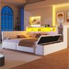 Flieks Daybett, Polsterbett 140×190cm mit LED, Aufladen, 2 Schubladen und Polsterbank Bild 5