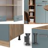 Singleküche R-Line Blau-Grau/Goldkraft Eiche 160 cm , AP Marmor Vicco Bild 5