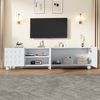 TV-Schrank 200 x 40 x 44 cm in Weiß aus Spanplatte, mit 3 Türen, 2 offenen Fächern und 5 Beinen Bild 3