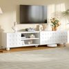 TV-Schrank 200 x 40 x 44 cm in Weiß aus Spanplatte, mit 3 Türen, 2 offenen Fächern und 5 Beinen Bild 2