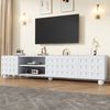 TV-Schrank 200 x 40 x 44 cm in Weiß aus Spanplatte, mit 3 Türen, 2 offenen Fächern und 5 Beinen Bild 4