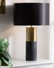 'Darling' Tischlampe Grau und Gold Metall 61 cm runder Stoffschirm Schwarz Lampenfuß Säulenform Kabel mit Schalter Moderner Look Bild 3