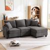 Merax L-förmiges Ecksofa, umwandelbares 3-Sitzer-Sofa mit Fußhocker, Getränkehalter, USB-Ladegerät, Armlehnenablage und 2 Kissen, Dunkelgrau Bild 3