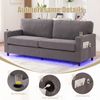 LVHOM 2-Sitzer Sofa mit USB&LED, Zweier Polstersofa Chenille Bezug, Loveseat mit Getränkehaltern, Doppelsofa Stoffsofa Loungesofa, Hellgrau Bild 3