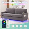 LVHOM 2-Sitzer Sofa mit USB&LED, Zweier Polstersofa Chenille Bezug, Loveseat mit Getränkehaltern, Doppelsofa Stoffsofa Loungesofa, Hellgrau Bild 4