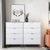 UEV Kommode mit 4 Schubladen 2er Set, Sideboard für Kleidung Dokumente Spielzeug (Mehrzweckschrank Holz, 2 Kommode, 120 x 34 x 91 cm), Schmal Beistellschrank für Wohnzimmer Schlafzimmer Flur Bild 2