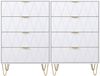 UEV Kommode mit 4 Schubladen 2er Set, Sideboard für Kleidung Dokumente Spielzeug (Mehrzweckschrank Holz, 2 Kommode, 120 x 34 x 91 cm), Schmal Beistellschrank für Wohnzimmer Schlafzimmer Flur Bild 5