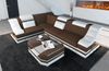 Stoff Ecksofa Bianchi L Form - Mikrofaserstoff - dunkelbraun-weiß - Links Bild 3