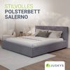 Juskys Polsterbett Salerno 180 x 200 cm – Cord Grau, modernes Bett mit Kopf- & Fußteil, stabilem Holz- & Metallrahmen, Lattenrost, 500 kg Tragkraft Bild 2