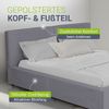 Juskys Polsterbett Salerno 180 x 200 cm – Cord Grau, modernes Bett mit Kopf- & Fußteil, stabilem Holz- & Metallrahmen, Lattenrost, 500 kg Tragkraft Bild 5