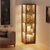 BROTTAR Eckvitrine Glasvitrine mit LED Beleuchtung und menschlicher Sensor aus MDF - Holz und Acryl, einfache Montage, schwarz Bild 2