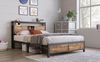 Bett 140×200 cm mit Stauraum-Kopfteil, Metall-Lattenrost & Unterbett-Stauraum, Natur Bild 2