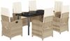 vidaXL 7-tlg. Garten-Essgruppe mit Kissen Beige Poly Rattan 3212385 Bild 2