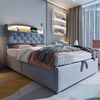 Merax Kinder Polsterbett 90x200, Samt Einzelbett Multifunktionsbett mit Stauraum mit LED und USB Grau Bild 5