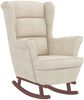 vidaXL Schaukelstuhl Ohrensessel Creme Samt und Massivholz 3121239 Bild 4
