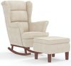 vidaXL Schaukelstuhl Ohrensessel Creme Samt und Massivholz 3121239 Bild 2